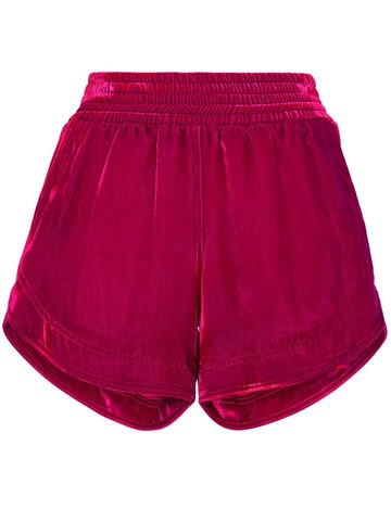 Philipp Plein - velvet elasticated-waist shorts - women - Velvet - XL - Pink