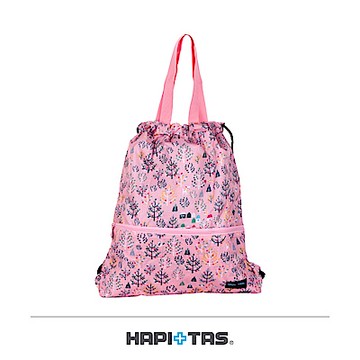 日本HAPI+TAS 防潑水 束口袋 森林粉紅