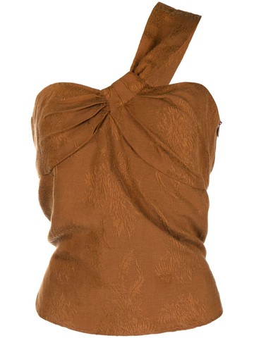 Veronica Beard - Belinda one-shoulder top - women - Modal/Linen/Flax - 8 - Brown