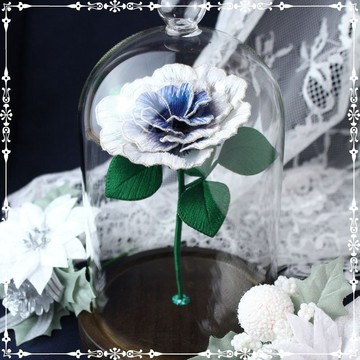 立體繡花 Rose Blue White / 手工刺繡玫瑰