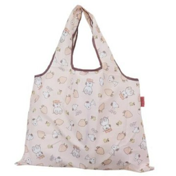 小禮堂 史努比 環保購物袋 (粉草莓款)