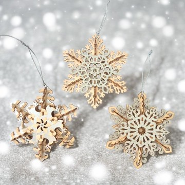 TeamGreen 3D木拼圖 | 聖誕雪花(一套三件) | 聖誕樹吊飾