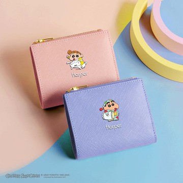 蠟筆小新限量版 客製化刻字 女生皮革小型錢包 (4色)