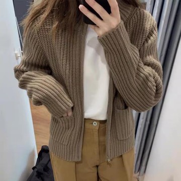 試衣間日系秋冬女裝柔軟針織拉鏈立領毛衣開衫外套上衣Y471464