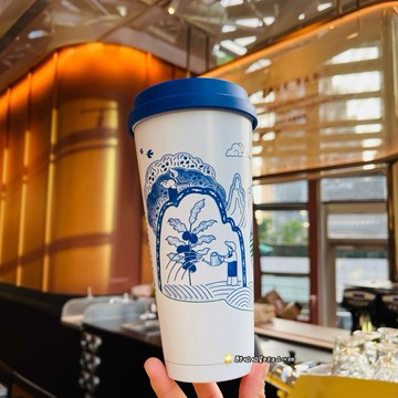 星巴克杯子2026新年禮物高顏值🌹青花瓷青韻美學咖啡故事不鏽鋼隨行帶蓋咖啡杯子