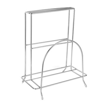 G+ 居家系列 304不鏽鋼 桌上型菜刀砧板收納架 三格大款  銀色  1個