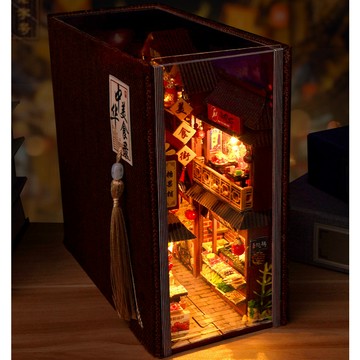 袖珍屋 書立 中華美食【創彩】  書架 書屋 迷你屋 小屋 模型屋 交換禮物 弘達 交換禮物