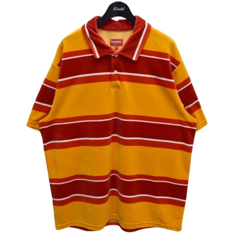 SUPREME 21SS Stripe Velour Polo ストライプベロアポロシャツ