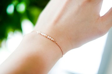 【Pinkoi 獨家發售】迷你粉珍珠 精選淡水珍珠 全925純銀手鍊