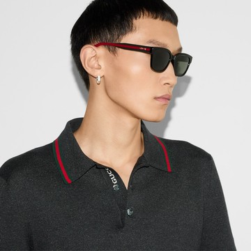 【GUCCI 古馳】方形膠框太陽眼鏡(GG1872SK-001 WEB 系列)