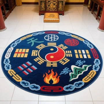 【地毯 地墊 】新北發貨 高品質 特價中式新年地毯水晶絨門口喜慶圓形地墊中國風紅色客廳臥室家用墊子
