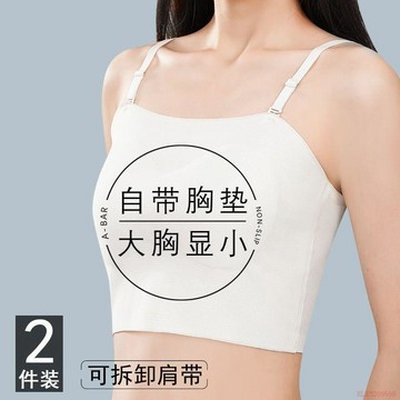 桃園出貨✨束胸內衣大胸顯小超平帶胸墊防凸點冰絲夏無痕防下垂學生吊帶les