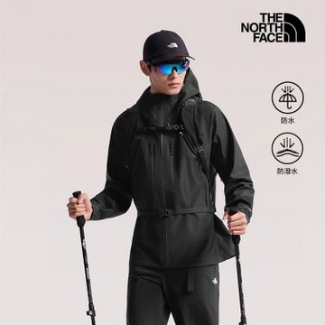 【The North Face 官方旗艦】北面男款黑色DRYVENT防水可打包衝鋒衣｜8HR6JK3