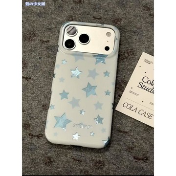 ✨iphone手機殼✨鎏金閃閃藍色星星適用iPhone17promax手機殼16pro蘋果15/14/1312x