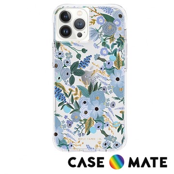 美國 Case●Mate x Rifle Paper Co. 限量聯名款 iPhone 13 Pro 防摔抗菌MagSafe版手機保護殼 - 花園派對 - 藍