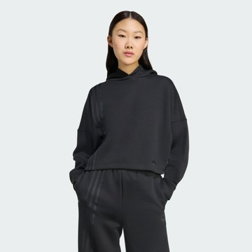 Adidas 愛迪達 3 Stripes Hoody JX2701 女 連帽上衣 帽t 連帽長袖 黑 亞版