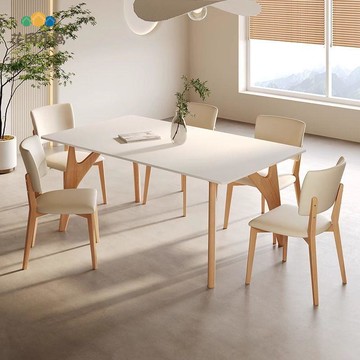 【台灣公司 可打統編】免運 桌椅组 日式桌椅组合  奶油风长方形实木岩板餐桌椅组合家用现代简约小户型北欧日式饭桌 可開發票 全館折扣 工廠現貨直銷 新品特價 h9284