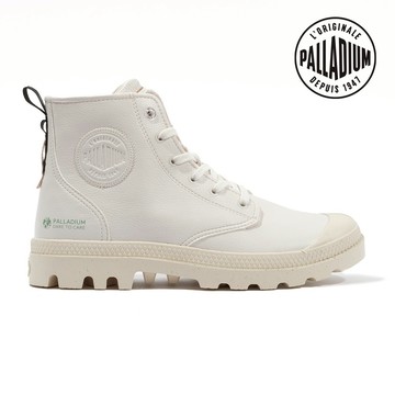 PALLADIUM PAMPA HI RE-VEGAN LTH拉鍊高筒靴/休閒鞋-男鞋/女鞋-白/奶白