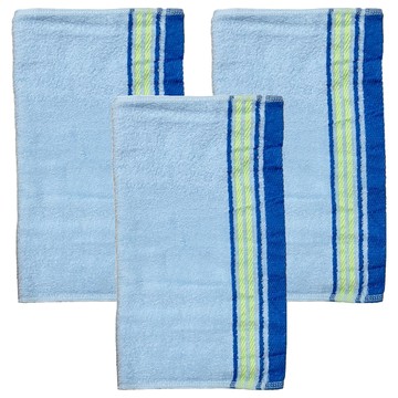 ELEGANCE 舒閒緞條毛巾 78g 美國棉  藍色  3條