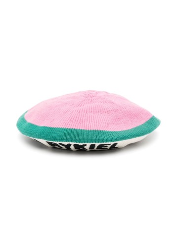 SONIA RYKIEL ENFANT - embroidered-logo knit beret - kids - Wool/Cotton - 54 cm - Pink