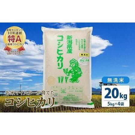 ふるさと納税 令和5年産 お米マイスターが育てた上越産コシヒカリ20kg(5kg×4)無洗米　精米 新潟県上越市