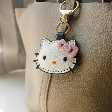 手工真皮哈嘍KT貓包包吊飾 凱蒂貓法羊包包吊飾HelloKitty汽車鑰匙吊飾
