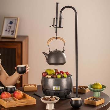 圍爐煮茶家用室內全套中式電烤茶爐煮茶器玻璃泡茶壺戶外炭爐烤火