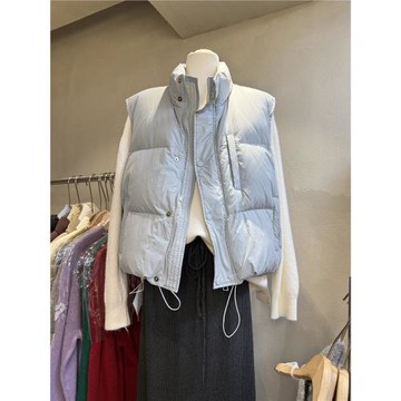 羽絨馬甲背心女秋冬外穿輕薄立領2025新款白鴨絨保暖坎肩馬夾外套