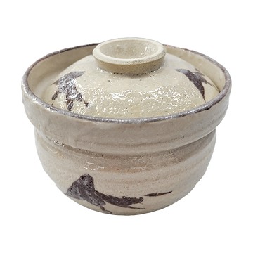 志野山水蓋物 日本產陶瓷 550mL  白色 + 黑色  1個