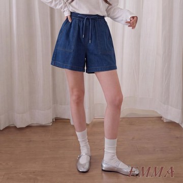 150公斤加大尺碼梨型胖mm韓系牛仔短褲女 夏季鬆緊腰顯瘦a字闊腿褲 韓版高腰顯瘦百搭寬鬆闊短褲 牛仔短褲 高腰a字短褲