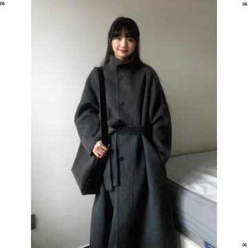 灰色高級感呢子大衣女年秋冬季毛呢外套小個子韓系中長款