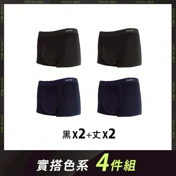 【四件組】莫代爾無痕抗菌平口男內褲 - L / 實搭色系-4件組