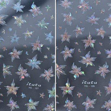 💗台灣出貨💗仙氣夢幻百合花美甲貼紙貝殼光花卉浮雕背甲指甲貼彩色五瓣花圖案