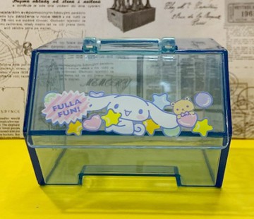 【震撼精品百貨】大耳狗_Cinnamoroll~Sanrio 大耳狗喜拿狗掀蓋式透明置物盒-藍#00913