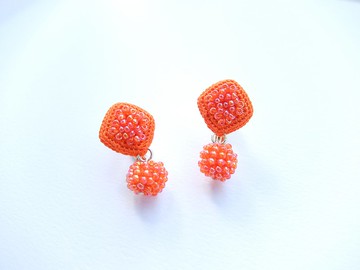 Dripping Glitter 耳針/耳夾橙
