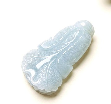 【擺財】淡藍翡翠巧雕白菜 | 天然緬甸玉A貨翡翠 | 送禮