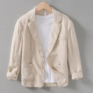 春夏季款純亞麻西服外套男士文藝青年休閑單西透氣棉麻布料小西裝