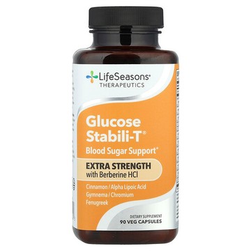 LifeSeasons, Therapeutics，含小檗鹼鹽酸鹽的 Glucose Stabili-T®，特強型，90 粒素食膠囊