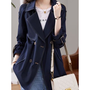 輕奢時尚短款外套2025春季新款簡約百搭通勤休閑寬松小個子風衣女