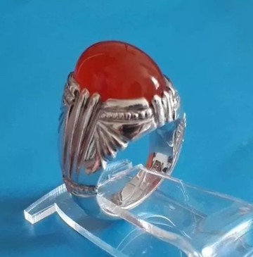 Aqeeq戒指 男士 紅玉髓 褐紅 未加熱 葉門Aqeeq寶石戒指