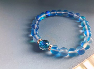 【 琉璃系列 】海洋銀箔夜光琉璃珠手鍊