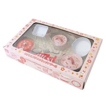 Usamomochan 萌兔桃桃 小花廚具組 家家酒玩具 可收納 45x28x7cm  1組