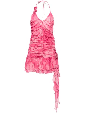 Blumarine - ruffled python-print minidress - women - Viscose/Polyester - 38 - Pink