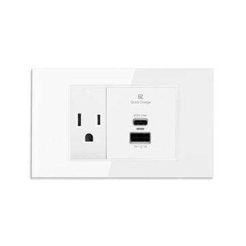 EZ CHARGER 鋼化玻璃磁吸面板 60W USB快充插座面板(AC安全插座+2/3 60WUSB快充插座)