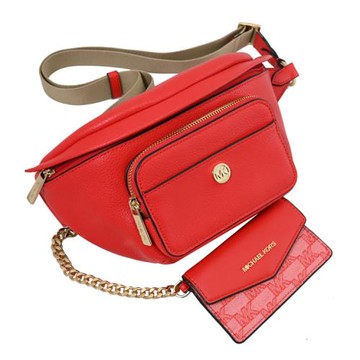 MICHAEL KORS MAISIE 金屬LOGO附掛式零錢包胸口/腰包.紅