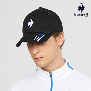 【LE COQ SPORTIF GOLF公雞高爾夫】男款黑色減壓刺繡LOGO防曬可調節棒球帽 QGT0J120