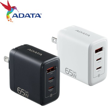 ADATA 威剛 65W 氮化鎵 USB-A USB-C 3孔 充電器 USB電源供應器