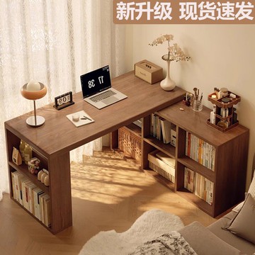 實木轉角書桌書架書柜一體桌子臥室家用學生l型拐角電腦桌學習桌 ph6211