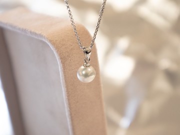 925純銀正圓7-7.5mm 天然淡水珍珠-光金吊墜項鍊