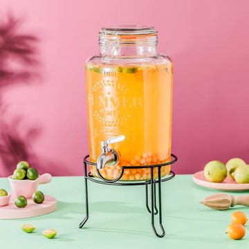 玻璃瓶帶龍頭果汁鼎木底座不銹鋼蓋泡酒瓶涼水壺醋罐儲物罐密封罐